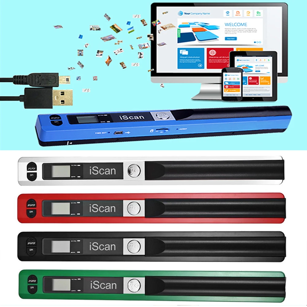 Håndholdte USB 2.0 Høj Hastighed Bærbare 900DPI LCD-Display Kompakt Mini-JPEG/PDF-Format Pen Type Dokument Scanner