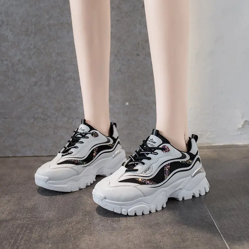 Forår og Efterår 2020 nye mode daddy sko, alsidig åndbar casual sko, platform højhælede sneakers X500