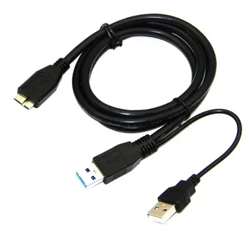 0,6 m/1m Dual USB 3.0 EN Mandlig til Micro B Y Black Power-datakabel Mobile Harddisk 2-stik Y-design
