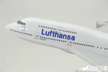 1:144 Fly Model Boeing 747-400 tyske Lufthansa Airlines Trykstøbt B747 Lufthansa-Fly Model Gave Dekoration Harpiks 47cm