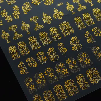 1 sæt 3D Nail Art Stickers Klistermærker Patch Metallisk Blomster Design Stickers Til Negle Kunst Dekoration Tips Salon Tilbehør Værktøj