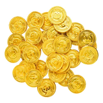 100pcs Golden Coins Treasure Mønter Spille Penge Spil Rekvisitter Legesæt Goodie Bag Fyldstoffer Parti til Fordel for Børn