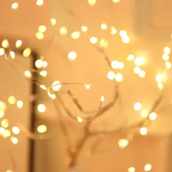 108 LED USB 3D-Table-Lamp kobbertråd Jul grantræ Nat Lys til Hjemmet Ferie Soveværelse Indendørs Kids Bar Indretning Fe Lys