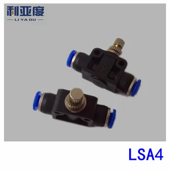 10stk/masse LSA4 Sort/Hvid Pneumatiske komponenter luftrøret hurtig forbindelse-pind flow-begrænsning ventil LSA pipeline med drosling