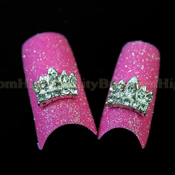 10STK Sølv Krystal Dejlige Søm Smykker Crystal Crown Legering Manicure Tips Klare Krystaller Rhinestones i 3D Nail Art Dekoration