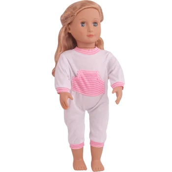 18 tommer Piger dukke tøj Hvid buksedragt pink patchwork Amerikanske new født kjole Baby legetøj passer 43 cm baby dukker c800