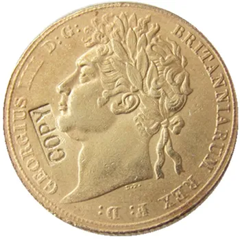 1823 EF Storbritannien George IV IV Guld Suveræne Forgyldt Kopi Mønt