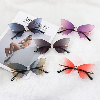 1Pair Butterfly Solbriller til Kvinder UV-Beskyttelse Vintage Metal Uindfattede Solbriller mode af høj kvalitet, Elegante Solbriller