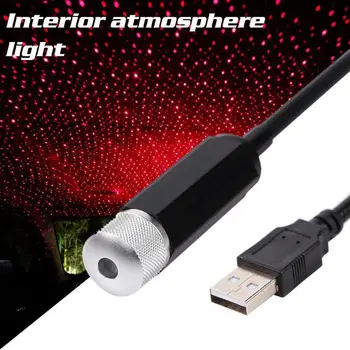 1STK Bilens Tag Lampe Romantisk USB-Nat Lys Atmosfære Lys Hjem Loft Fem Farver Dekorativ Lampe N4J0