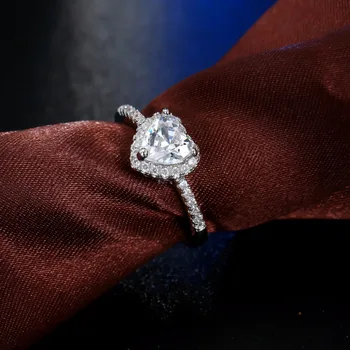 2019 Kvinder Sølv Forgyldt Crystal Kærlighed hjerteformet Ring til Bryllup Engagement Brude Bryllup Smykker Finger Smykker