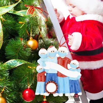 2020 julepynt Personlig Overlevende Familie 2 3 4 5 PVC Dekorationer Maskeret Hånd-vasket juletræ Hængende Pendel