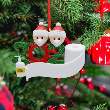 2020 Karantæne julefrokost Dekoration Gave Santa Claus med Maske Personlig Xmas Tree Ornament Home Decor