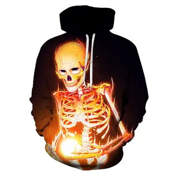 2020 nye 3D-print kraniet hoodie casual sweatshirt hot salg mænd er all-match top S-4XL