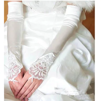 2020 Nyeste Elow Længde Bryllup Handsker Hvide Fingerløse Lace Applique Brudekjole Tilbehør Til Brude Handsker Gratis Fragt