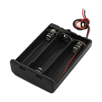 2stk To Ledninger ON/OFF Switch 3x1.5V AA-Batteri Indehaveren Sag w Cover Sort