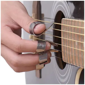 3 Metal Finger Picks + 1 Thumb Pick Sæt Guitar Fingerpicks For Guitar Fordoble Banjo,osv.