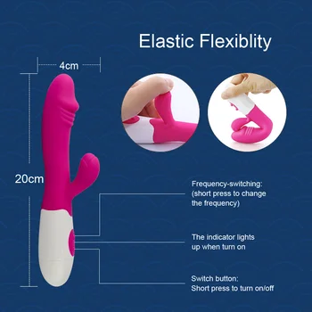 30 Frekvens Dildo Vibrator til Vaginal og G-spot Stimulator, Genopladelige Dobbelt-vibrator Kvindelige Masturbator Klitoris Massager Voksen Legetøj