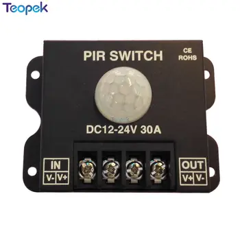 30A PIR Sensor Switch Menneskelige krop Infrarød bevægelsesføler LED Strip Lysdæmper DC 12V 24V Panel light Controller Skifte