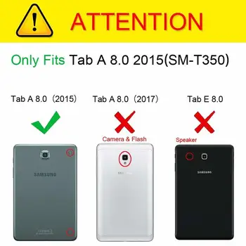 360 Graders Roterende Flip Stå Cover taske Til Samsung Galaxy Tab Et 8.0 tommer T350 T355 P350 SM-T350 SM-T355 Tablet PU Læder taske