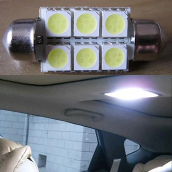 36mm 5050 6SMD LED Bil Led Auto Indvendige Dome Døren Lampe Pære Pathway Belysning arbejdslampe Bil Tilbehør, 10stk pr sæt