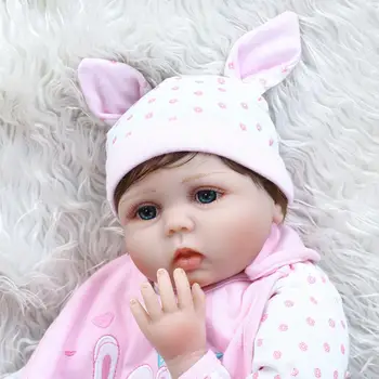 55CM Silikone Simulering Dukke Barn Legekammerat Søde Jule Gave Super Blød Baby Oplysning Legetøj Baby Sove Helper