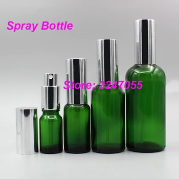 5ml10ml15ml20ml30ml50ml100ml Kosmetiske Mist Spray Glas Flaske Silver Cap, Grønt Glas Flydende Spray Dyse Container, Makeup Værktøj