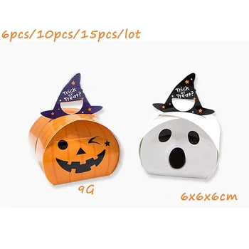 6/10/15PCS 6x6x6cm Halloween Græskar White Ghost Emballage Slik Cookie Gæster Gave Papir Kasser Med Håndtag For Party Favors
