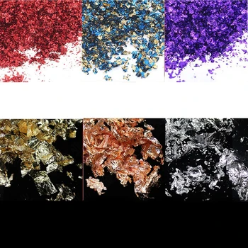 6 Farver DIY bladguld Forgyldning Harpiks Flager Metallisk Folie Flager for Glitter Maleri Kunst-Harpiks Fyldninger smykkefremstilling