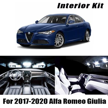 8stk Hvid Pære LED Bil Lys Indretning Kit Til 2017-2020 Alfa Romeo Giulia Kort Dome Kuffert handskerum Lampe