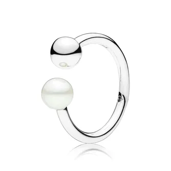 925 Sterling Sølv pandora-Ring, Ferskvand Kulturperler Perle For Kvinder bryllupsgave Fint Europa Smykker