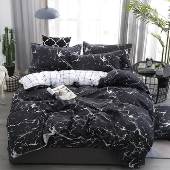 Abstractism sengelinned 3/4stk strøelse sæt Geometriske stirpe sengetøj AB side dynebetræk + flat sheet + pudebetræk hjem tekstil