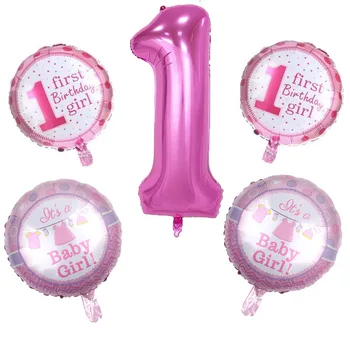 Baby 1st Fødselsdag Balloner Pink Blå Antal Folie Balloner Baby Brusebad Pige Dreng Fødselsdag Dekoration Børn festartikler