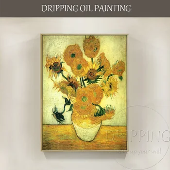 Begavet Maler Reproducere Impressionistiske Solsikke Olie Maleri af Van Gogh Stadig Liv Vase med Fjorten Solsikker Olie Maleri