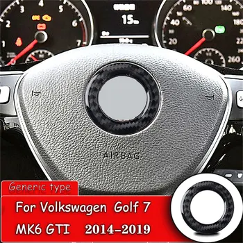 Bil styling Carbon Fiber Indvendige rattet panel logo frame Cover Sticker Til Volkswagen VW Golf 7 GTI MK7-2019