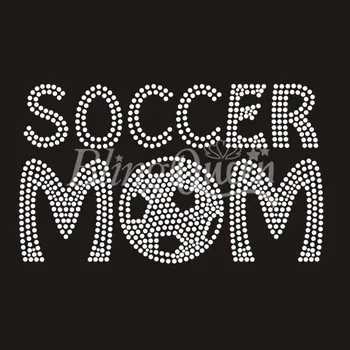 BlingQueen 25PCS/MASSE Hot Fix Jern På Rhinestone Applikationer Soccer Mom Design Brugerdefinerede Ordrer er velkomne
