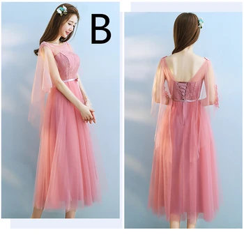 Blush piger, brudepiger smuk kjole kort te bold kjoler dusty pink fletning maids piger party kjoler størrelse 8 til bryllupper