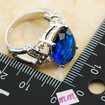 Blå Krystal Zircon 925 Sterling Sølv Top Kvalitet Fancy Smykker wedding Ring Størrelse 6 7 8 9 10 11 F1144