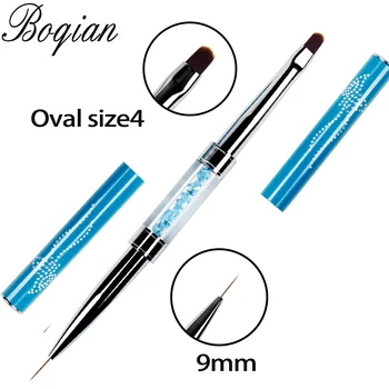 BQAN 1 STK Dobbelt Hoved Crystal Håndtag #4&9mm Tegning Liner Brush Børste Maleri Pen Gel Polish Crystal Nail Art Manicure Værktøjer