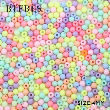 BTFBES Top Quailty Akryl Creme Perler 4mm 1000pcs Smukke Runde, Multicolor Glat Løs perler til Smykker at Gøre DIY Tilbehør