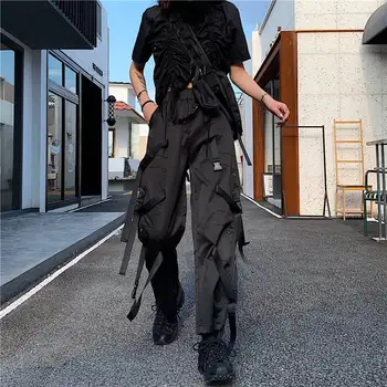Bukser Kvinder Fragt Ankel-Længde Bukser Harajuku Koreansk Dame Bukser Streetwear Trendy Sort Casual Japan Bukser Hip Hop Bukser