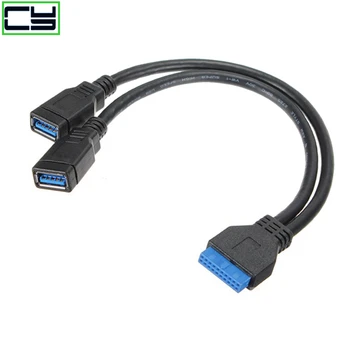 Bundkortet USB 3.0 20pin Mandlige og to USB 3.0 Kvindelige Kabel Til PC-Computer Case 2 Port USB3.0 til Bundkortet 20Pin Header