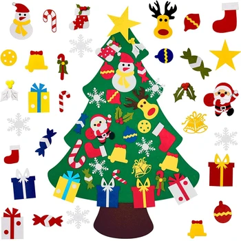 Børn DIY Følte juletræ juledekoration Til Hjemmet Jul 2021 nytår Gaver, julepynt Santa Claus Xmas Tree