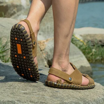 Casual deportivas herre sandal stor sport ete 2019 sko rasteira størrelse playa herre sandel mode cuir verano sikkerhed slide sandaler