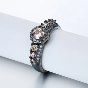 Champagne sten vintage sort pistol løfte Ringe mode smykker gave prinsesse tjekker zircon Engagement Ring for kvinder i bulk