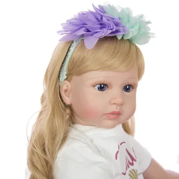 Dejlig 24 Tommer Reborn Baby Doll 60 cm Silikone Blød Naturtro Nyfødte Lilla Prinsesse pige genfødt lille barn Dukker til barnet gave til