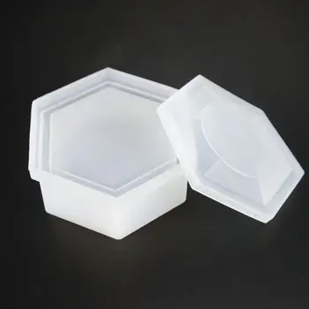 DIY Sekskant opbevaringsboks Skimmel Crystal Epoxy af Høj Spejl Håndlavet Blomme-formede Silikone Forme Håndværk Forme Værktøjer