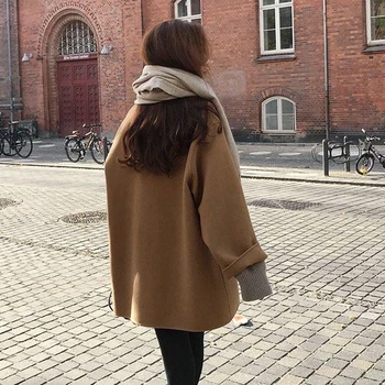 Efteråret Kvinder Uld Frakke med Lange Ærmer Mode Kvindelige Kausale Løs Vinter Outwear 2020 falde tøj til kvinder frakker kvinder