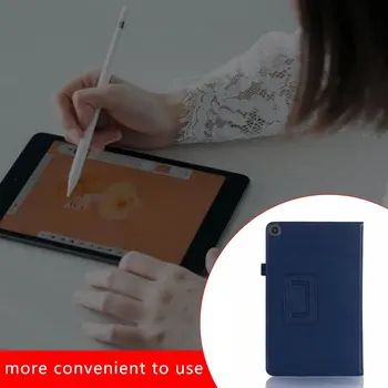 Egnet Til Samsung Tab 10.1 T510 Tablet Etui T515 Litchi Mønster Læder To-Fold Beskyttende Sag