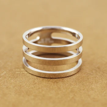 Engros 925 Sterling Sølv Plain Simple 3 Lag Bands Ring for Kvinder Størrelse 4~8 A3832