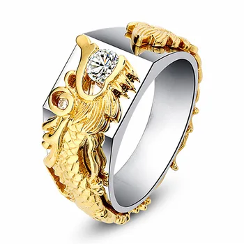 Engros Golden Dragon Farve Ringe Mode Smykker Finger Ring Tilbehør Skønhed Juvel Mænd Og Kvinder